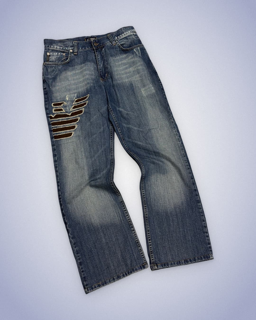 Armani Big Print Jeans Blue — 2