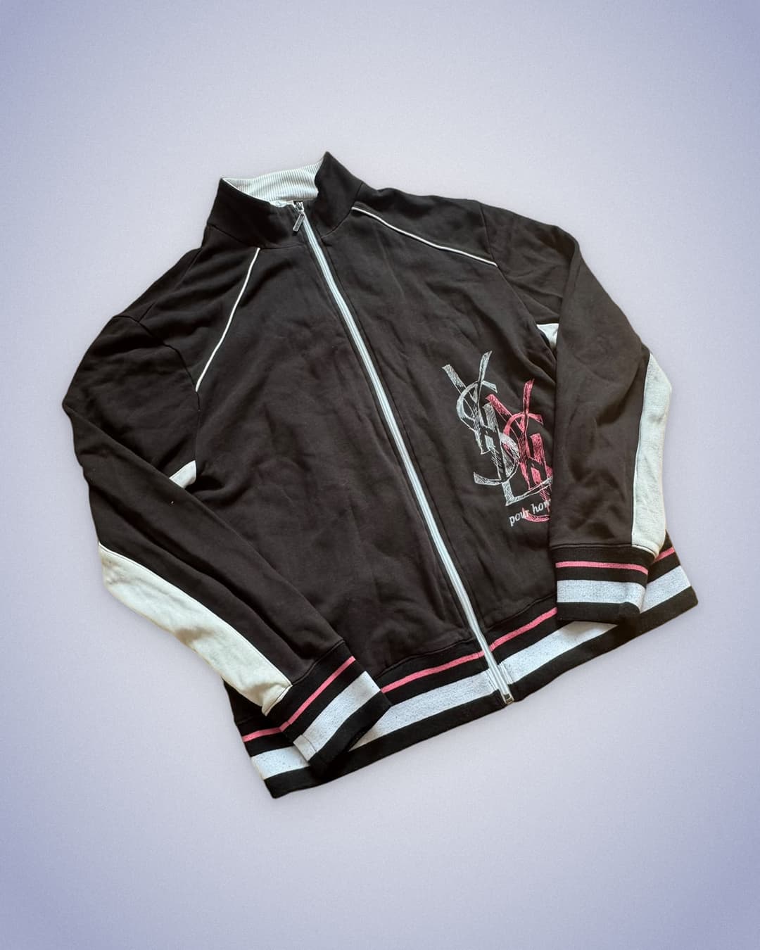 Yves Saint Laurent Big Print Zip W/O Hood Black — 1