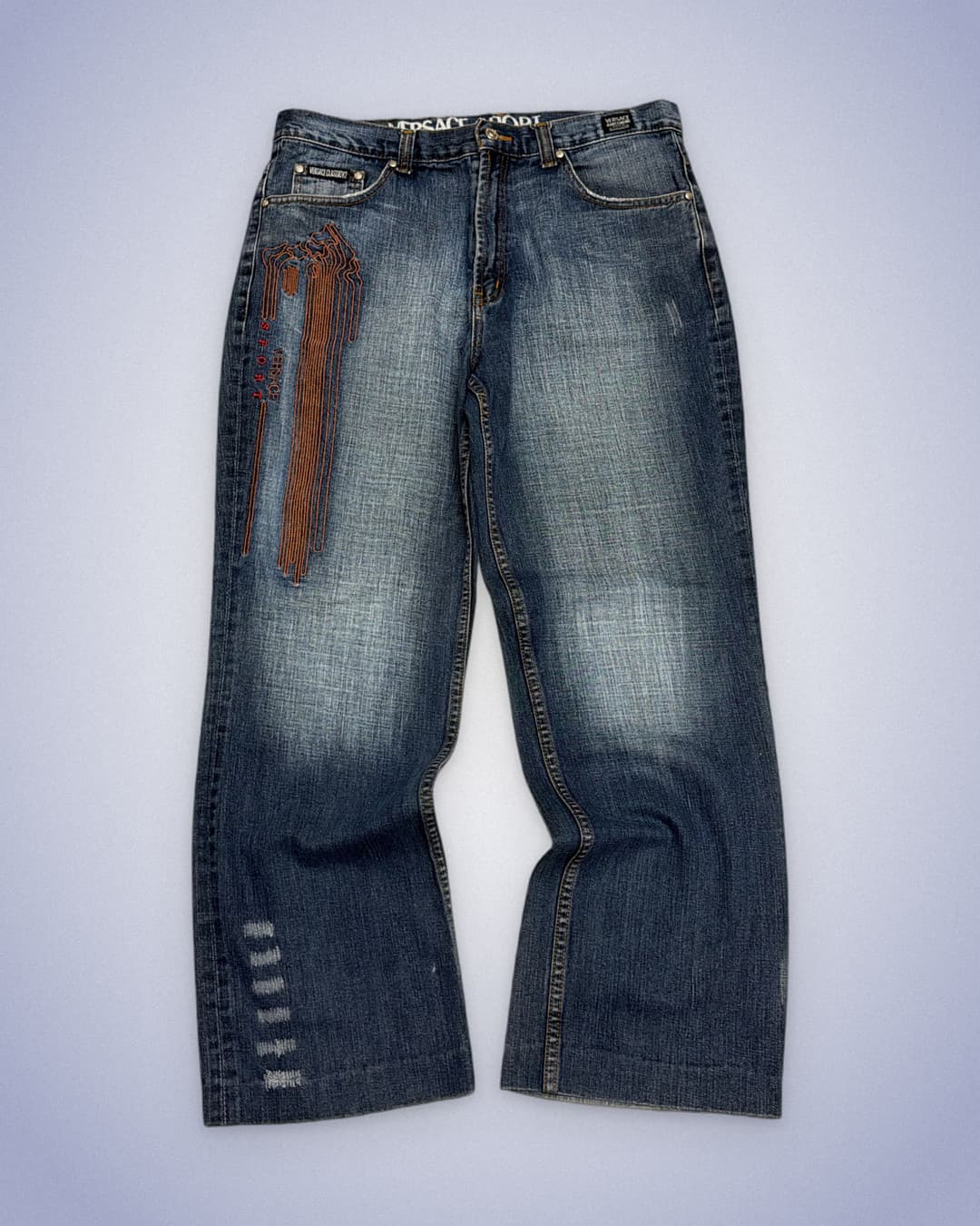 Versace Big Print Jeans Blue — 1