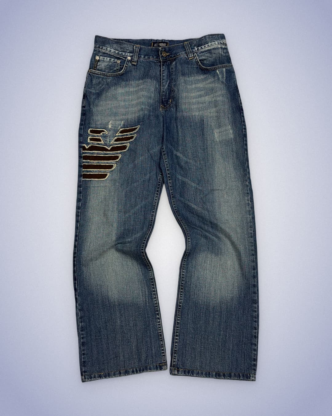 Armani Big Print Jeans Blue — 1